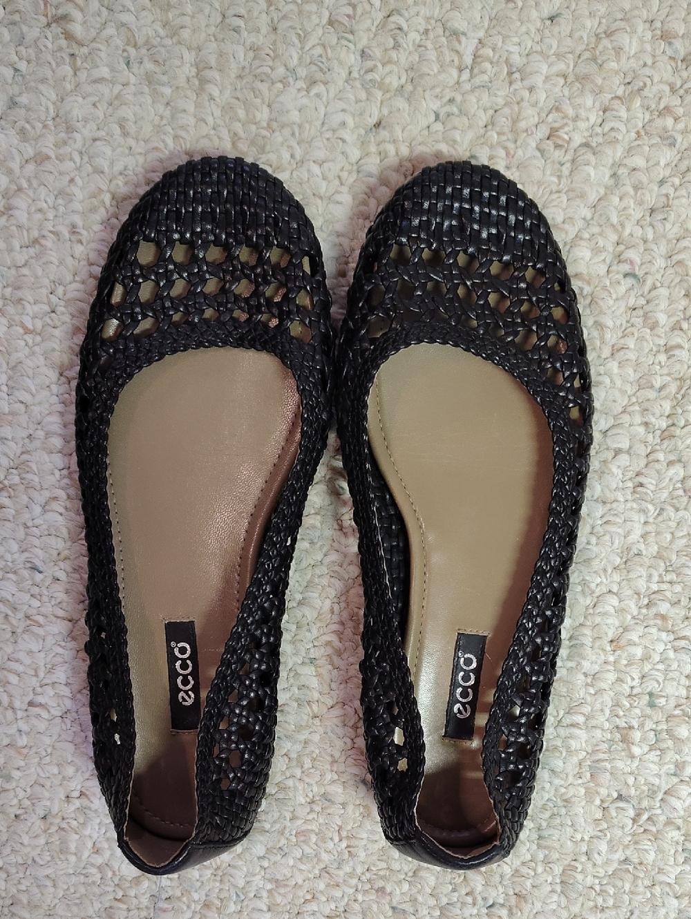 Ecco Women's Black Woven Ballet Flats